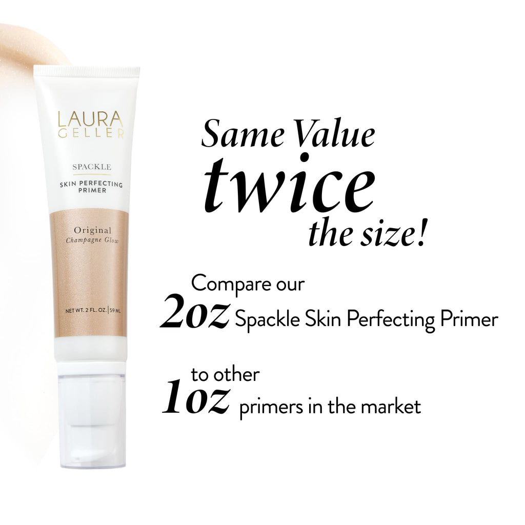 LAURA GELLER NEW YORK Spackle Primer - Champagne Glow - Super-Size 2 Fl Oz - Hyaluronic Acid Makeup Primer for Mature Skin - Maple Wellness Supplements