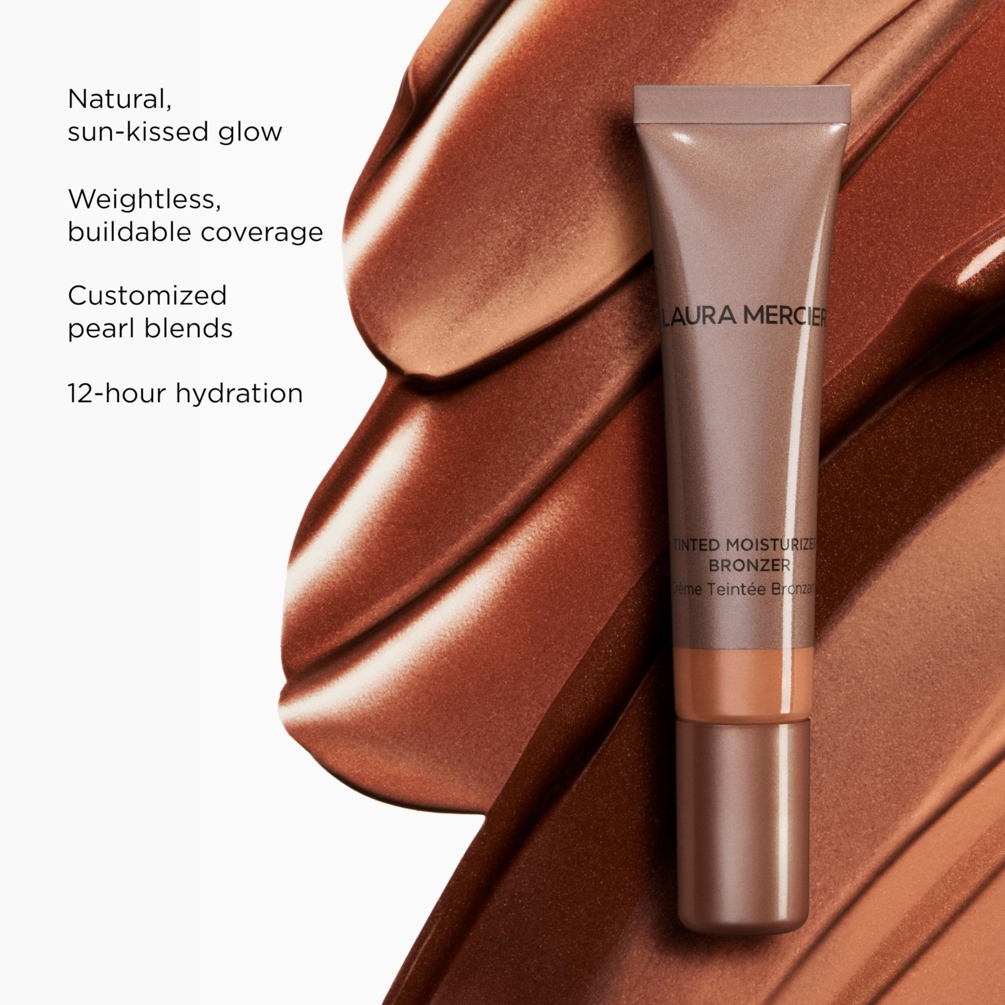Laura Mercier Tinted Moisturizer Bronzer: Long Lasting Sheer Cream Bronzer, Weightless, Buildable Coverage, 12 HR Hydrating Wear, Non-Comedogenic, 6 Shades for All Skin Tones, Sundrop - TrustMedUSA
