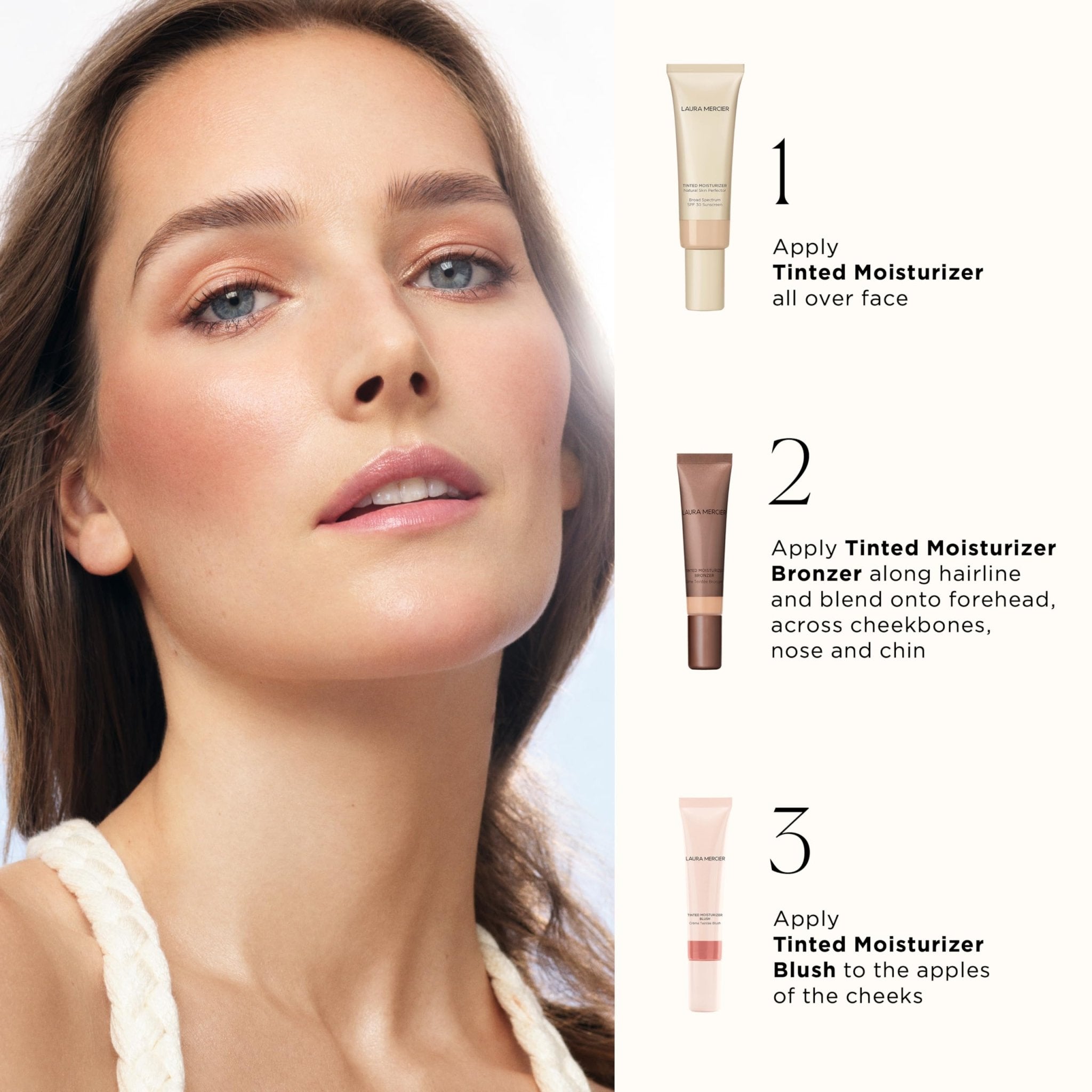 Laura Mercier Tinted Moisturizer Bronzer: Long Lasting Sheer Cream Bronzer, Weightless, Buildable Coverage, 12 HR Hydrating Wear, Non-Comedogenic, 6 Shades for All Skin Tones, Sundrop - TrustMedUSA