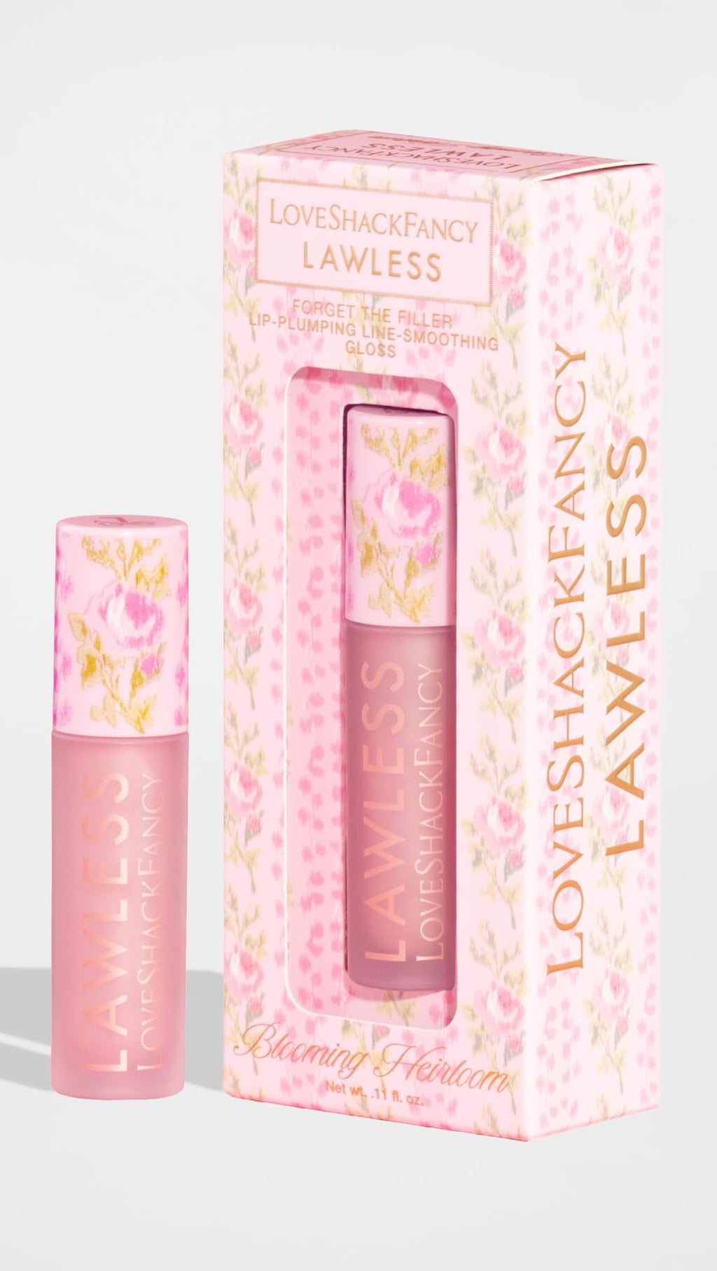 Lawless Women's x LoveShackFancy Forget The Filler Lip Plumping Gloss, Blooming Heirloom, Pink, 0.11 Ounce - TrustMedUSA
