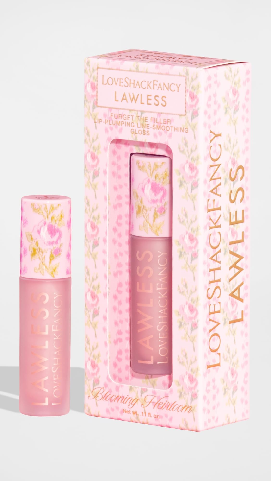 Lawless Women's x LoveShackFancy Forget The Filler Lip Plumping Gloss, Blooming Heirloom, Pink, 0.11 Ounce - TrustMedUSA