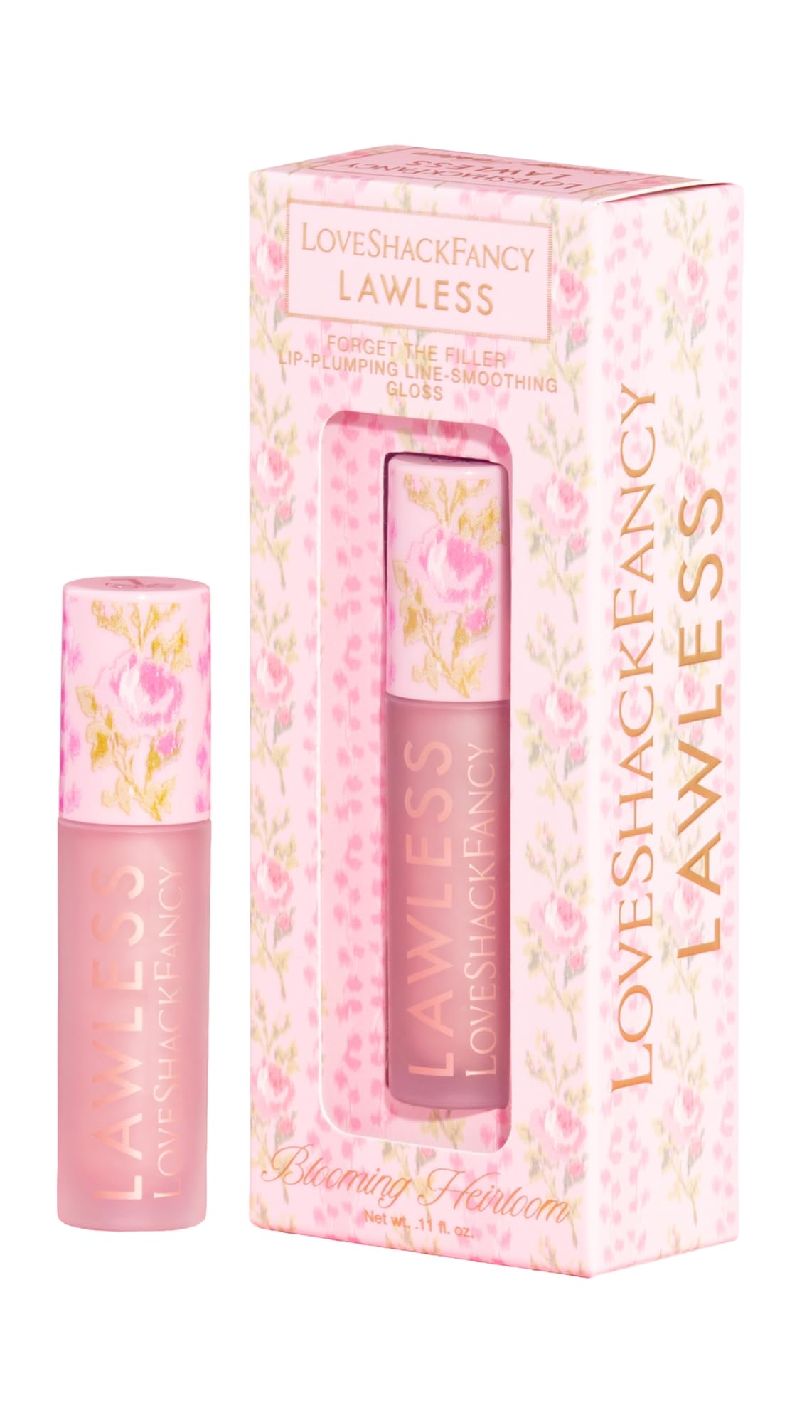 Lawless Women's x LoveShackFancy Forget The Filler Lip Plumping Gloss, Blooming Heirloom, Pink, 0.11 Ounce - TrustMedUSA