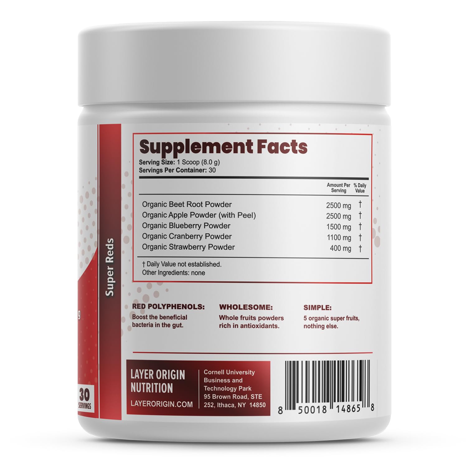 Layer Origin Simple Reds - Organic Red Polyphenols Whole Fruit Powder | Five Real Whole Fruits | 30 Servings - TrustMedUSA