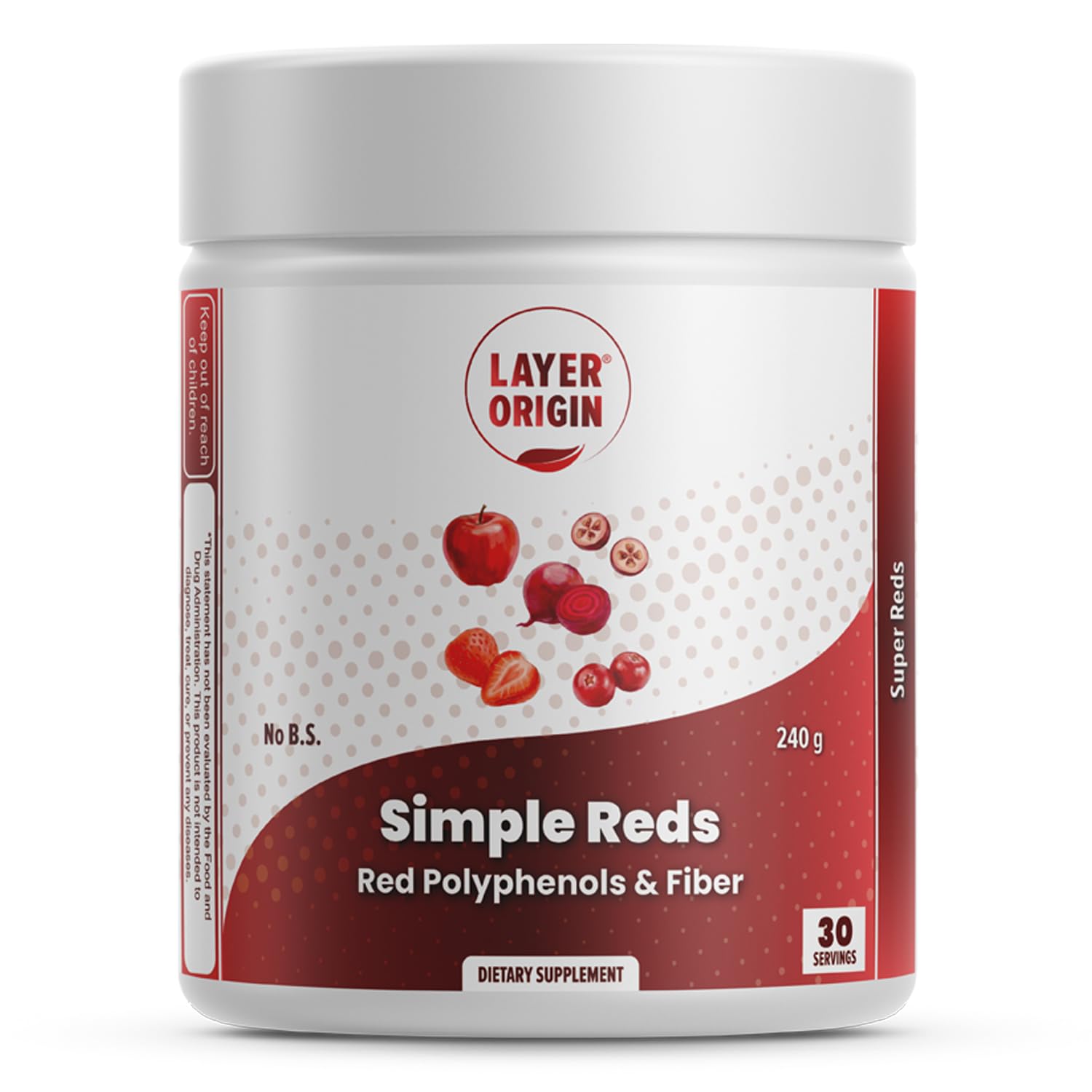 Layer Origin Simple Reds - Organic Red Polyphenols Whole Fruit Powder | Five Real Whole Fruits | 30 Servings - TrustMedUSA