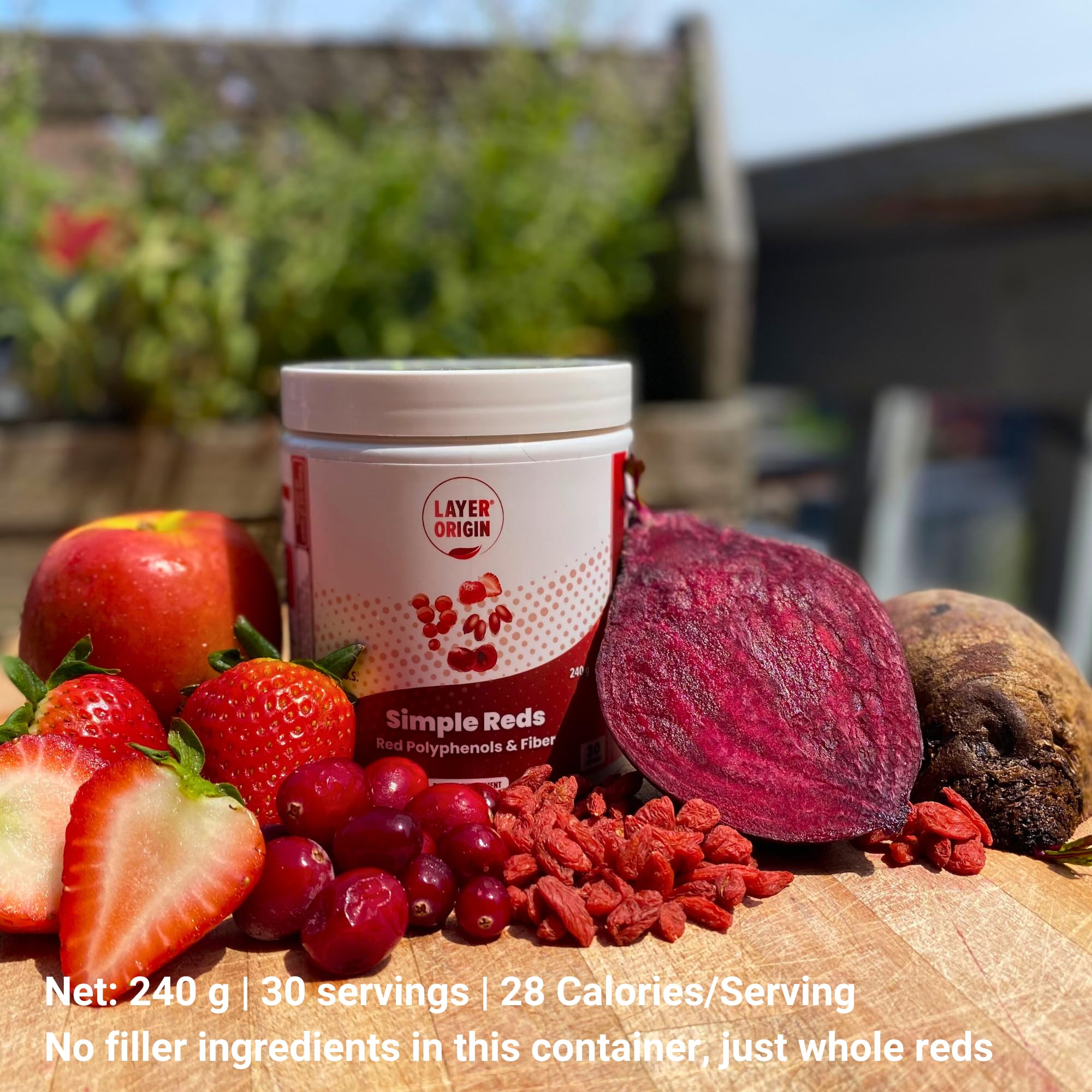 Layer Origin Simple Reds - Organic Red Polyphenols Whole Fruit Powder | Five Real Whole Fruits | 30 Servings - TrustMedUSA