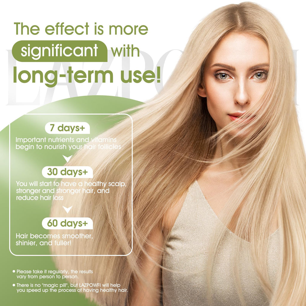Lazpowfi Hair Growth Supplement, Biotin 10000mcg, 32-in-1 with Vitamin A, B3, C, Magnesium, Calcium, Hair Growth Products, Supports Hair & Nails Natural Growth Vitamins, for Women & Men - 30 Servings - TrustMedUSA