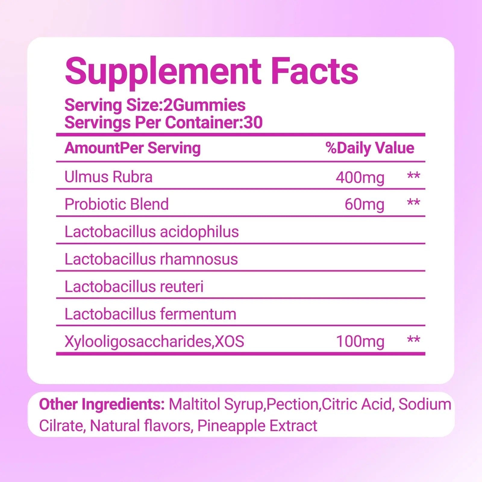 Le Tian Xian Her Juicy Feminine Probiotics Gummies for Women with Slippery Elm, Prebiotics & Lactobacillus - for pH Balance & Digestive Health, Tropical Pineapple Flavor, 60 Count - TrustMedUSA