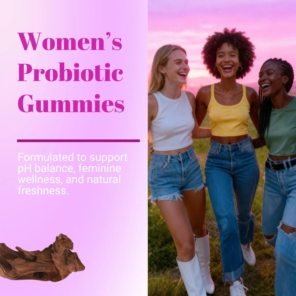 Le Tian Xian Her Juicy Feminine Probiotics Gummies for Women with Slippery Elm, Prebiotics & Lactobacillus - for pH Balance & Digestive Health, Tropical Pineapple Flavor, 60 Count - TrustMedUSA