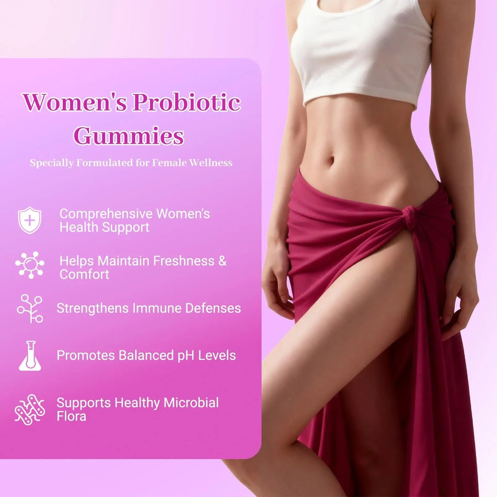Le Tian Xian Her Juicy Feminine Probiotics Gummies for Women with Slippery Elm, Prebiotics & Lactobacillus - for pH Balance & Digestive Health, Tropical Pineapple Flavor, 60 Count - TrustMedUSA