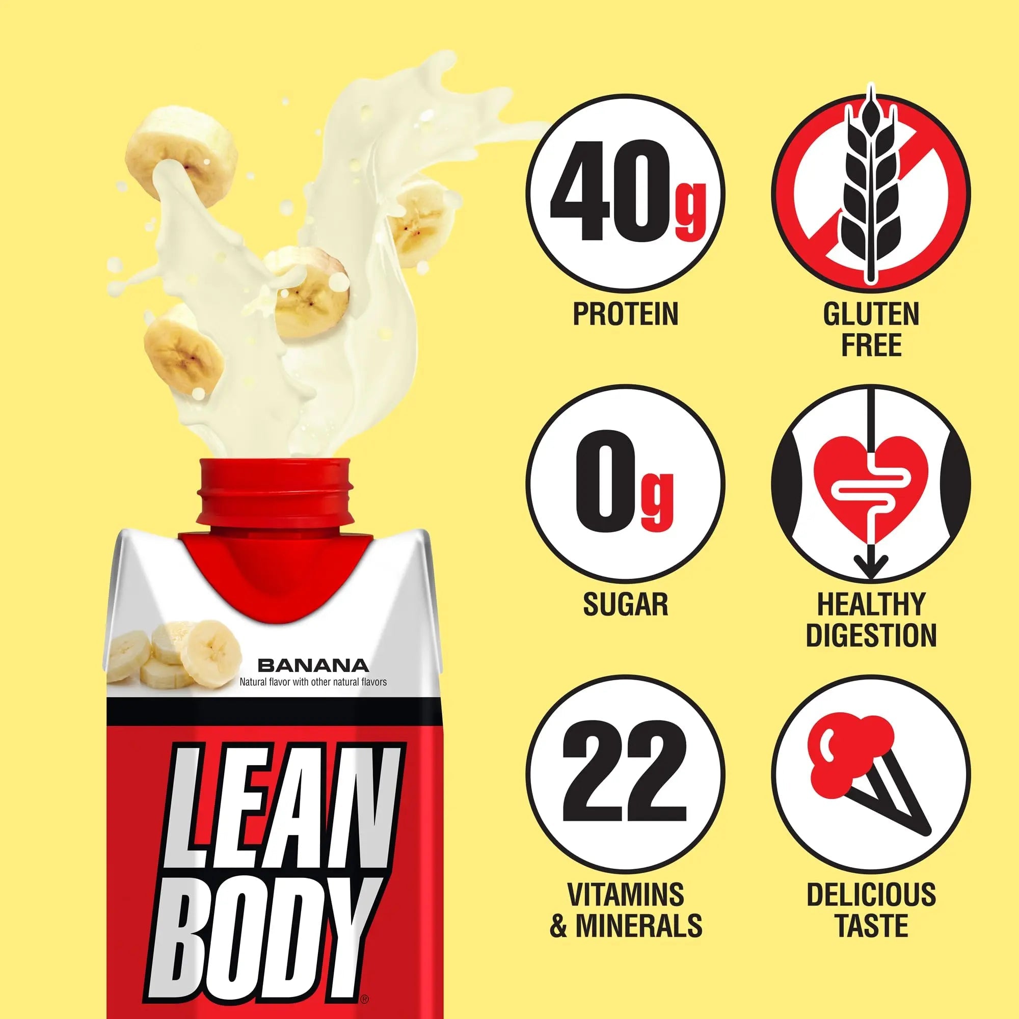 Lean Body Ready-to-Drink Banana Protein Shake, 40g Protein, Whey Blend, 0 Sugar - TrustMedUSA