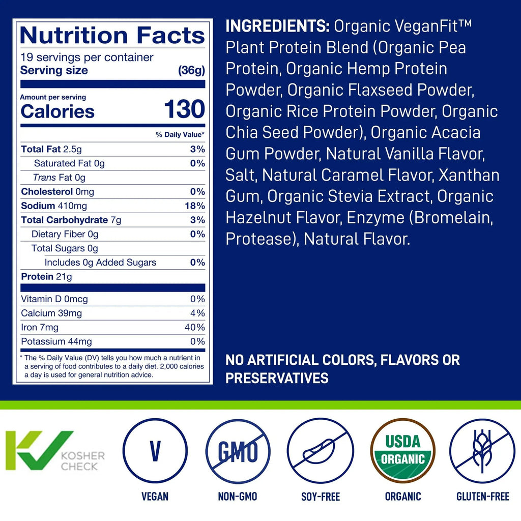 LeanFit Organic Plant-Based Protein, Natural Vanilla Flavor, 21g Vegan Protein, 19 Servings - TrustMedUSA