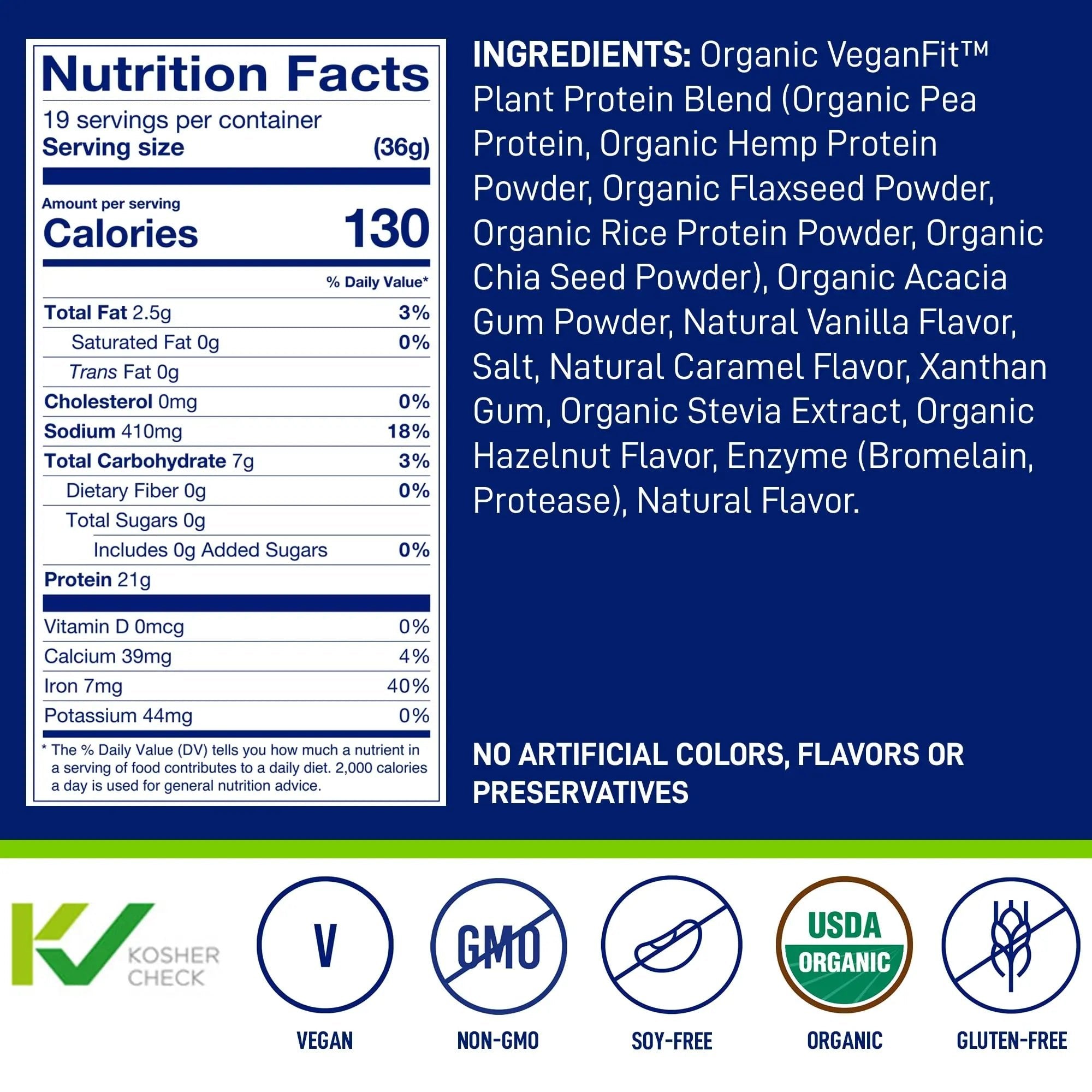 LeanFit Organic Plant-Based Protein, Natural Vanilla Flavor, 21g Vegan Protein, 19 Servings - TrustMedUSA