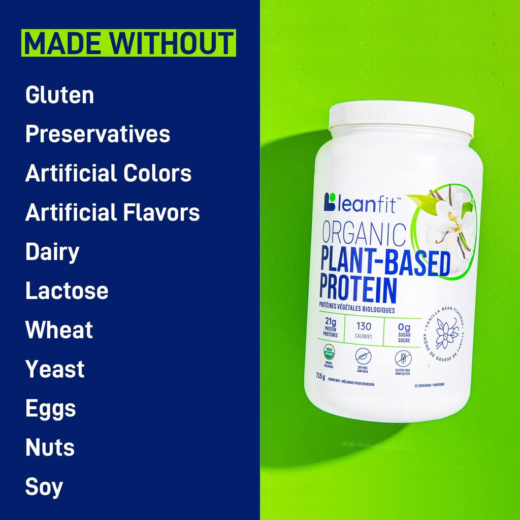 LeanFit Organic Plant-Based Protein, Natural Vanilla Flavor, 21g Vegan Protein, 19 Servings - TrustMedUSA