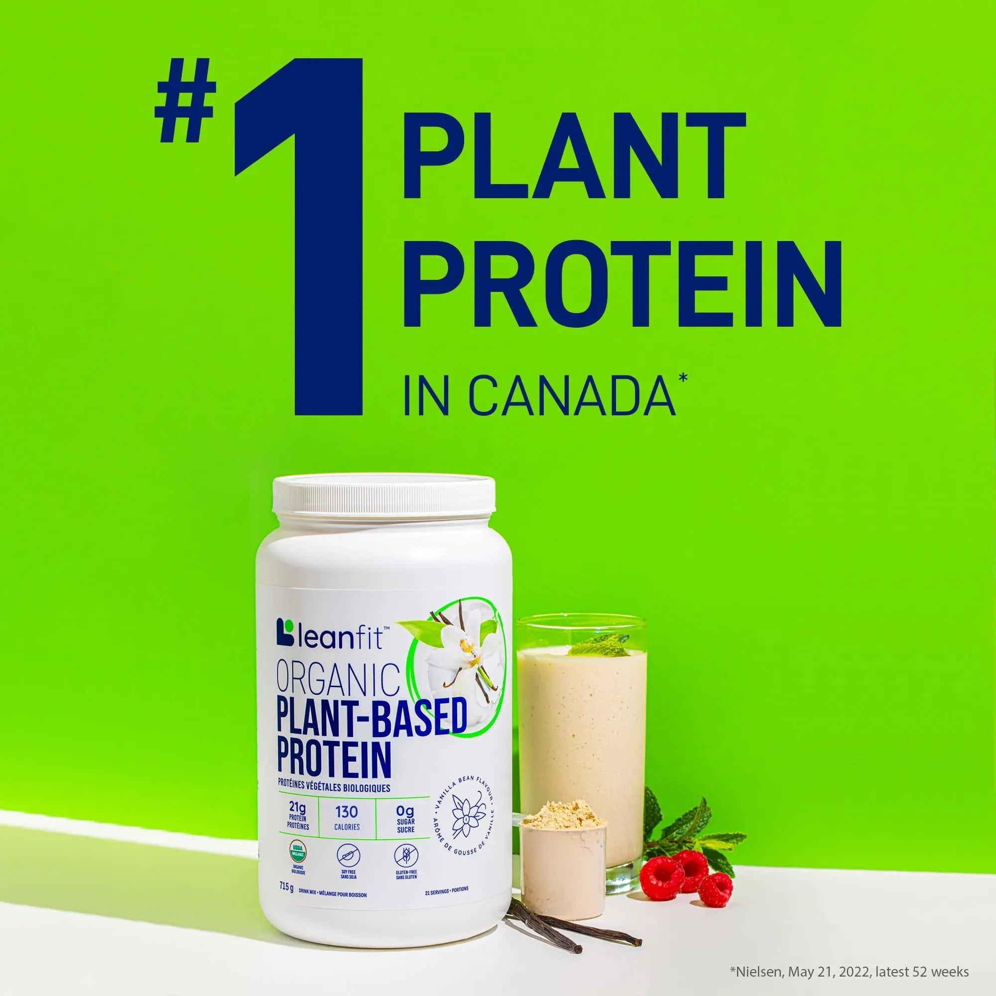 LeanFit Organic Plant-Based Protein, Natural Vanilla Flavor, 21g Vegan Protein, 19 Servings - TrustMedUSA