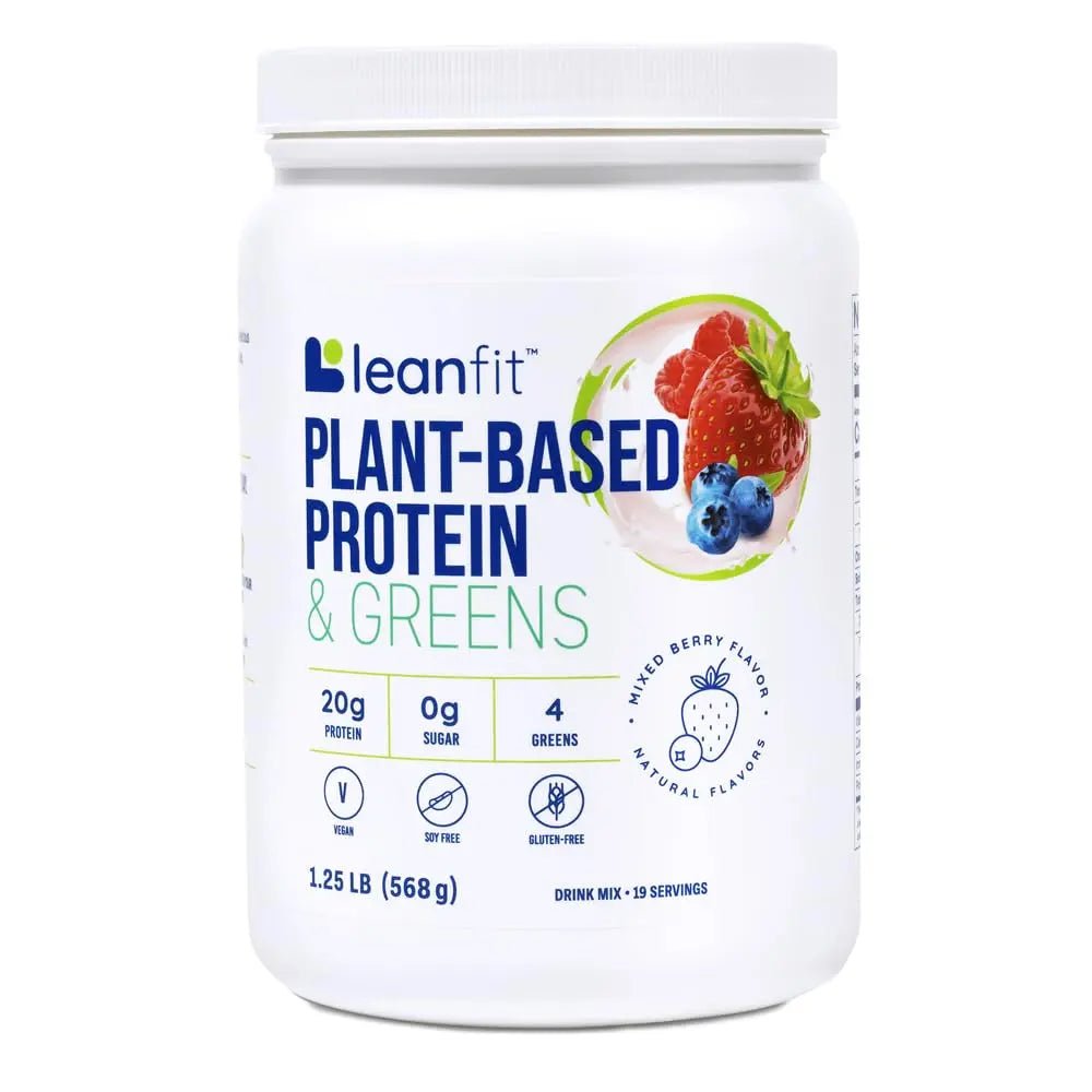 LeanFit Plant-Based Protein & Greens, Natural Berry, 20g Protein, 19 Servings, 1.25 Pound - TrustMedUSA