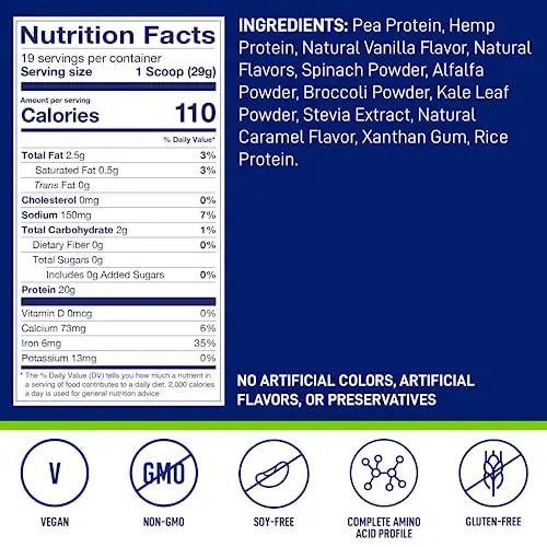LeanFit Plant-Based Protein & Greens Natural Vanilla – 20g Plant Protein + 4 Leafy Greens - TrustMedUSA
