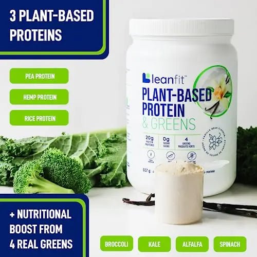 LeanFit Plant-Based Protein & Greens Natural Vanilla – 20g Plant Protein + 4 Leafy Greens - TrustMedUSA