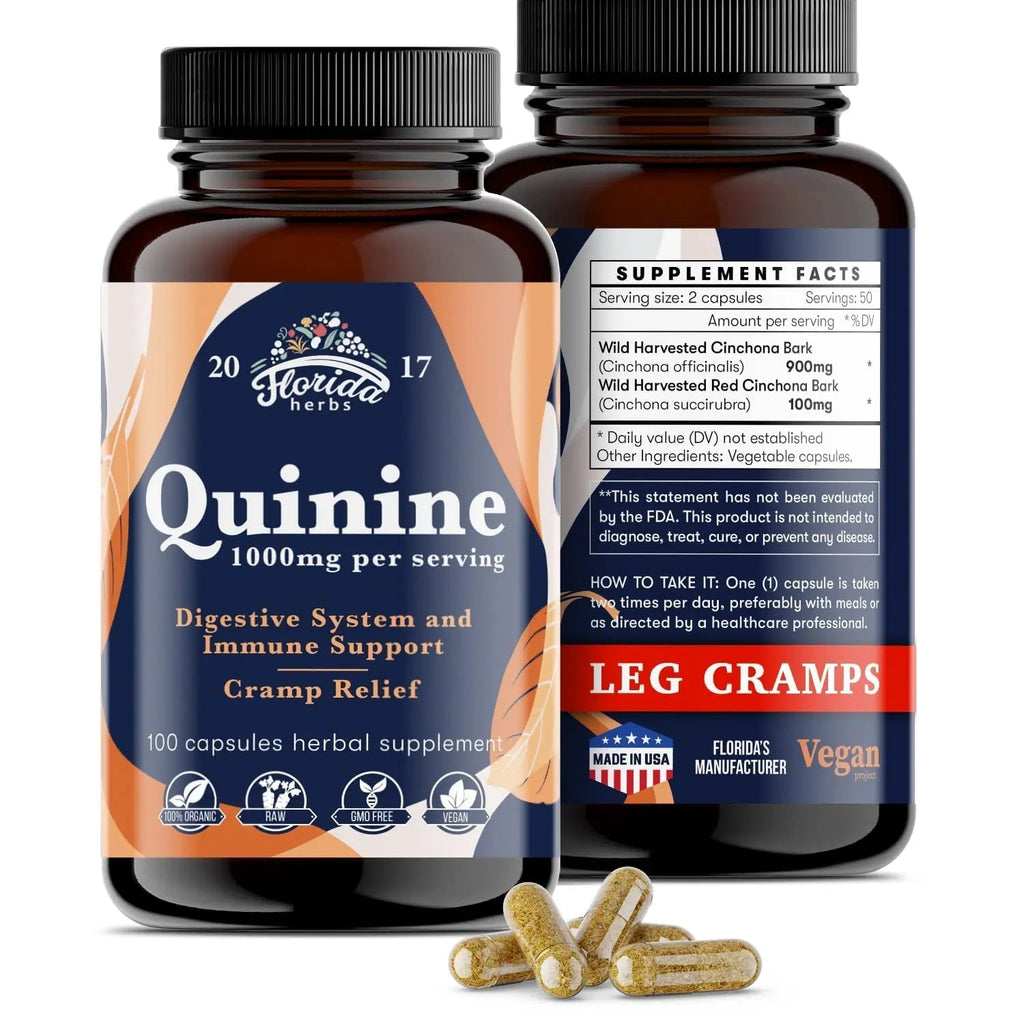 Leg Cramps Support Organic Pills - 1000 mg - Quinine Tablets for Cramp Defense - TrustMedUSA
