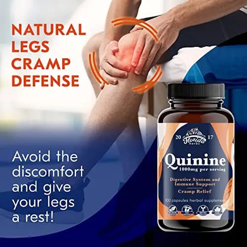Leg Cramps Support Organic Pills - 1000 mg - Quinine Tablets for Cramp Defense - TrustMedUSA