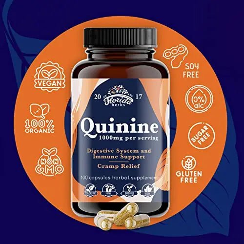 Leg Cramps Support Organic Pills - 1000 mg - Quinine Tablets for Cramp Defense - TrustMedUSA