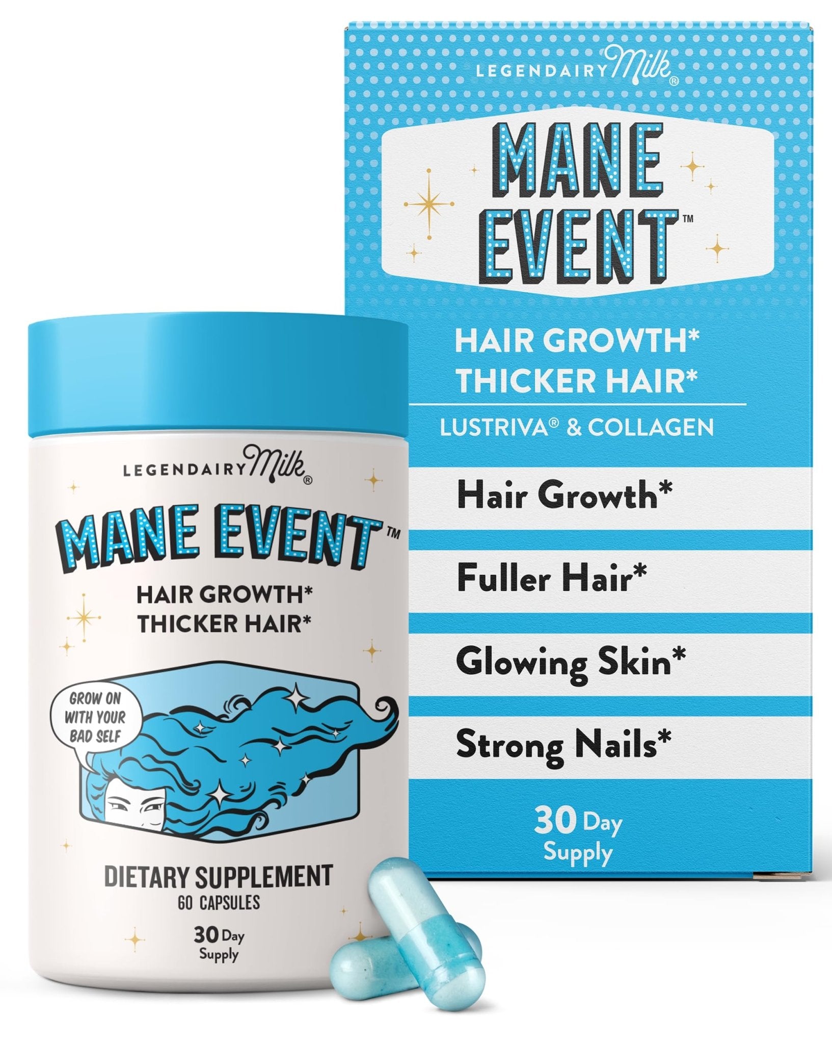 Legendairy Milk Hair Growth Vitamins for Women - Biotin for Hair Growth with Collagen & Lustriva, Hair Loss Products & Supplements for Thinning, Thicker, Fuller, Stronger Skin & Nails, Mane Event™ - TrustMedUSA