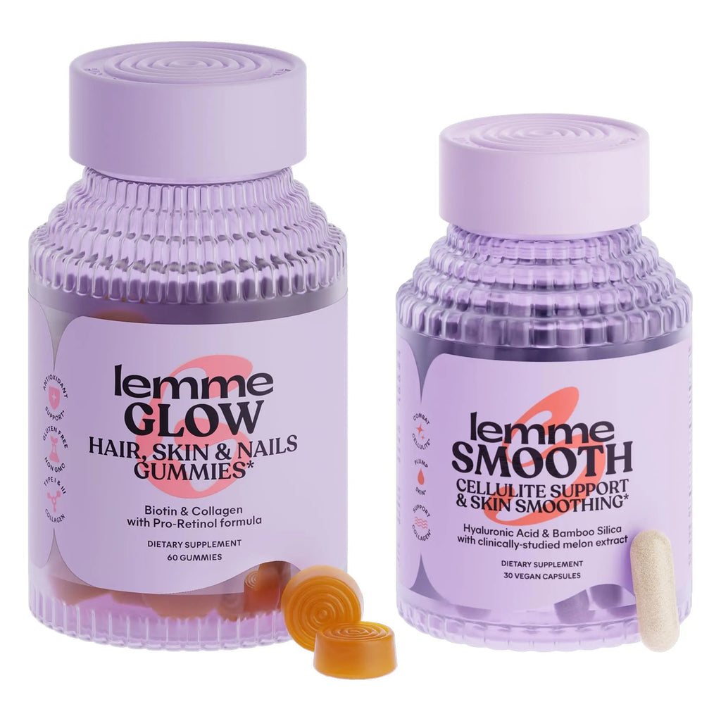 Lemme Glow Collagen Hair Gummies for Strong, Thick Hair & Reduced Shedding Smooth Anti Cellulite Capsules for Women, Smooth Legs & Thighs, Reduce Cellulite & Crepey Skin Bundle - TrustMedUSA