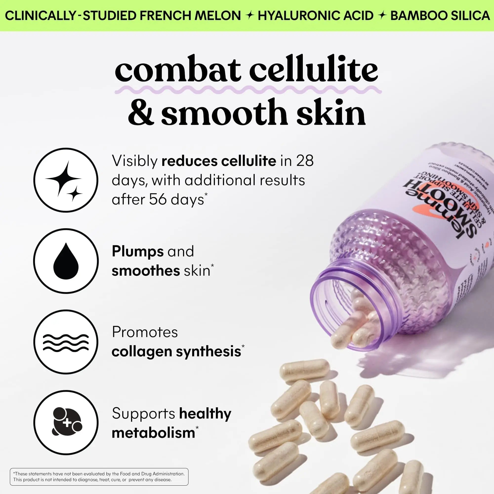 Lemme Glow Collagen Hair Gummies for Strong, Thick Hair & Reduced Shedding Smooth Anti Cellulite Capsules for Women, Smooth Legs & Thighs, Reduce Cellulite & Crepey Skin Bundle - TrustMedUSA