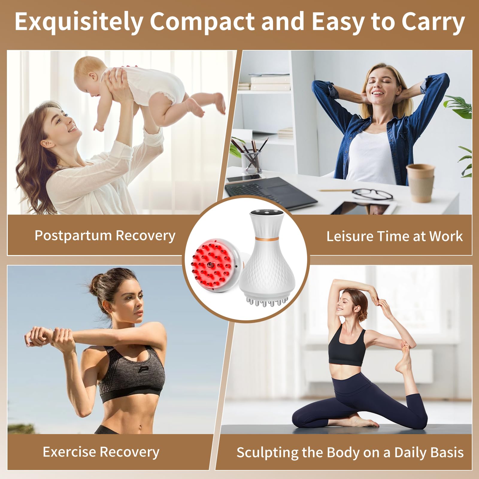 lemonforts Lymphatic Drainage Massager – Portable Cellulite Massage Tool with 19 Intensity Levels for Relaxing Neck, Legs, Arms & Belly - Maple Wellness Supplements