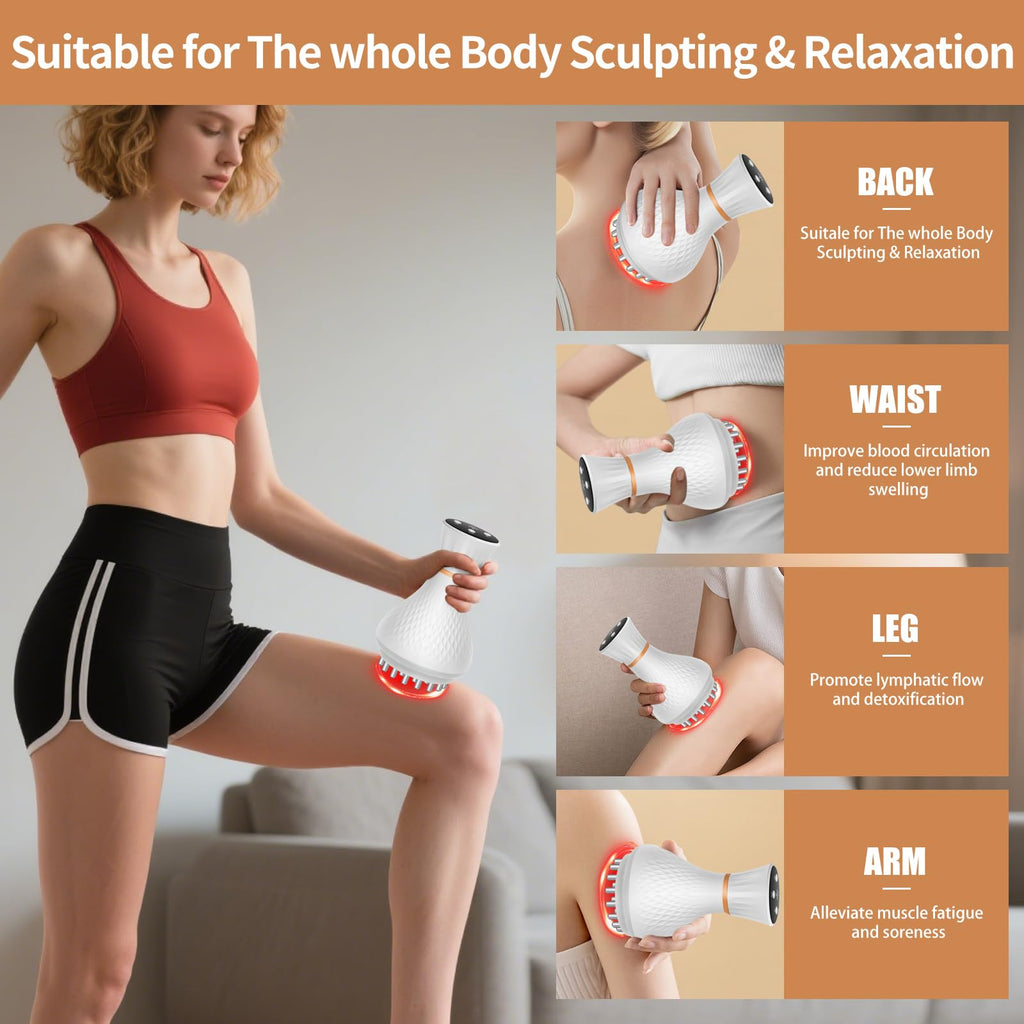 lemonforts Lymphatic Drainage Massager – Portable Cellulite Massage Tool with 19 Intensity Levels for Relaxing Neck, Legs, Arms & Belly - Maple Wellness Supplements
