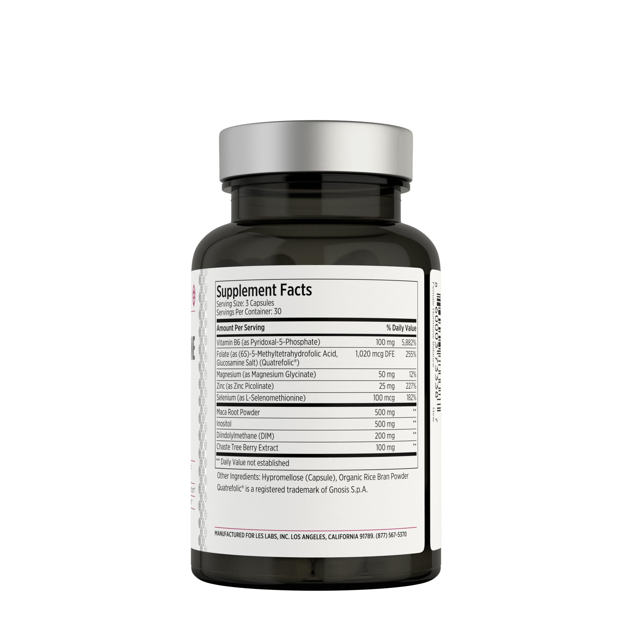 LES Labs Female Hormone Balance Supplement – Hormone Support for Women with Inositol, DIM, Vitex, Chaste Tree, Vitamin B6 & Folate – Menstrual Cycle & Fertility Support – 90 Capsules – Non-GMO - TrustMedUSA