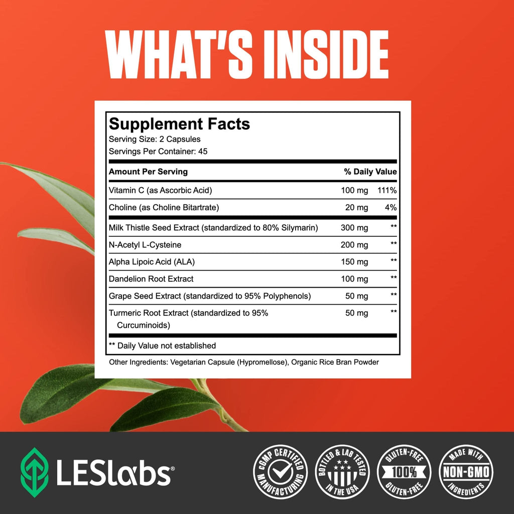 LES Labs Liver Support – Promotes Healthy Liver Function, Glutathione Production & Detoxification – Milk Thistle, NAC, ALA & Dandelion Extracts – Non-GMO Supplement – 90 Capsules - Maple Wellness Supplements