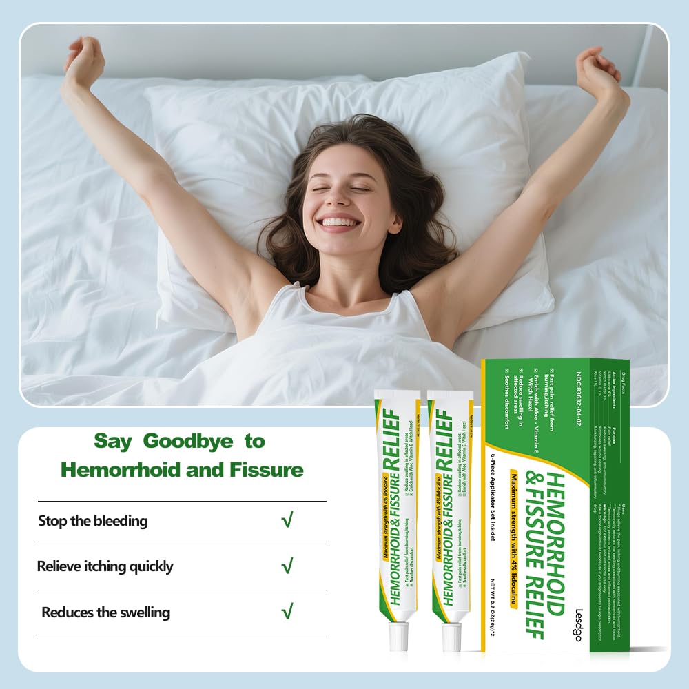 Lesdgo Hemorrhoidal Ointment(2 Pack),Hemorrhoid and Fissure Cream Witch Hazel Maximum Strength Pain Relief,for Itching and Swelling - TrustMedUSA