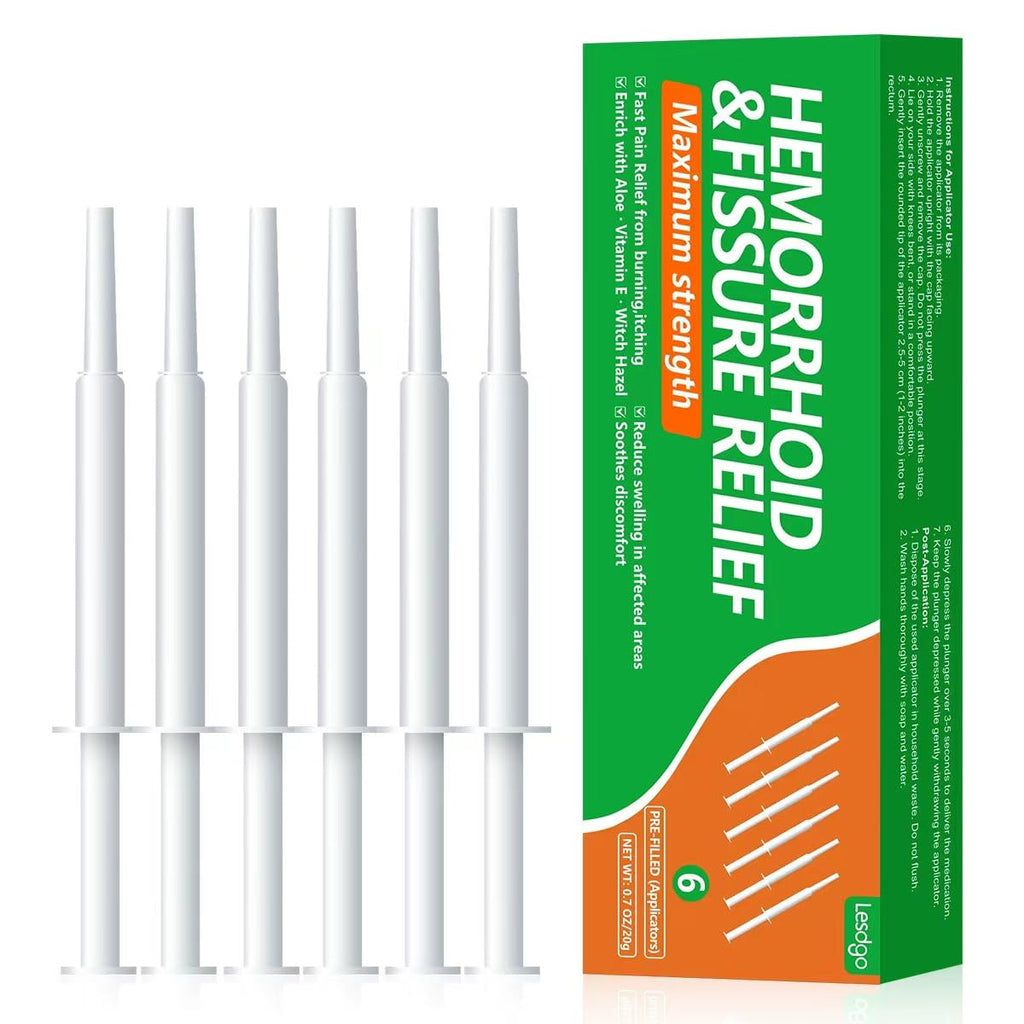 Lesdgo Hemorrhoidal Ointment(6 Pre-Filled),Hemorrhoid and Fissure Cream Witch Hazel Maximum Strength Pain Relief,for Itching and Swelling - TrustMedUSA