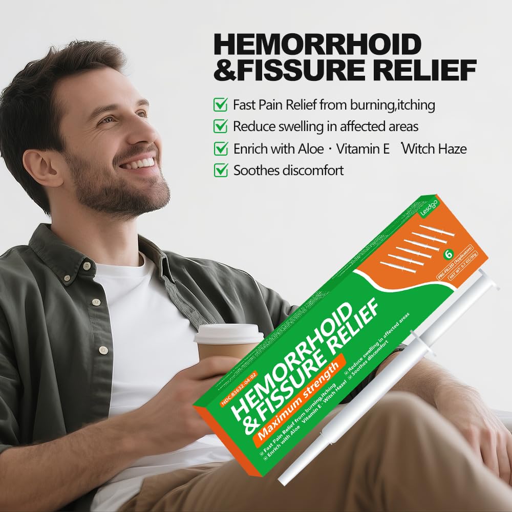 Lesdgo Hemorrhoidal Ointment(6 Pre-Filled),Hemorrhoid and Fissure Cream Witch Hazel Maximum Strength Pain Relief,for Itching and Swelling - TrustMedUSA