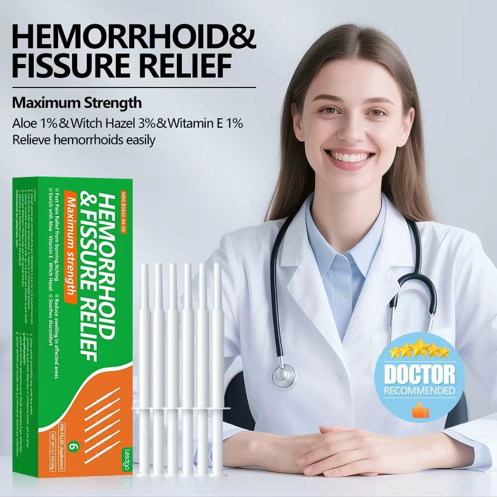 Lesdgo Hemorrhoidal Ointment(6 Pre-Filled),Hemorrhoid and Fissure Cream Witch Hazel Maximum Strength Pain Relief,for Itching and Swelling - TrustMedUSA