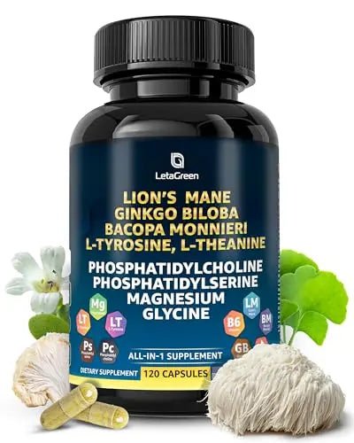 LetaGreen Organic Lions Mane Supplement Capsules - 120 Real Mushrooms Lion's Mane - TrustMedUSA