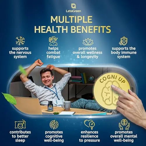 LetaGreen Organic Lions Mane Supplement Capsules - 120 Real Mushrooms Lion's Mane - TrustMedUSA