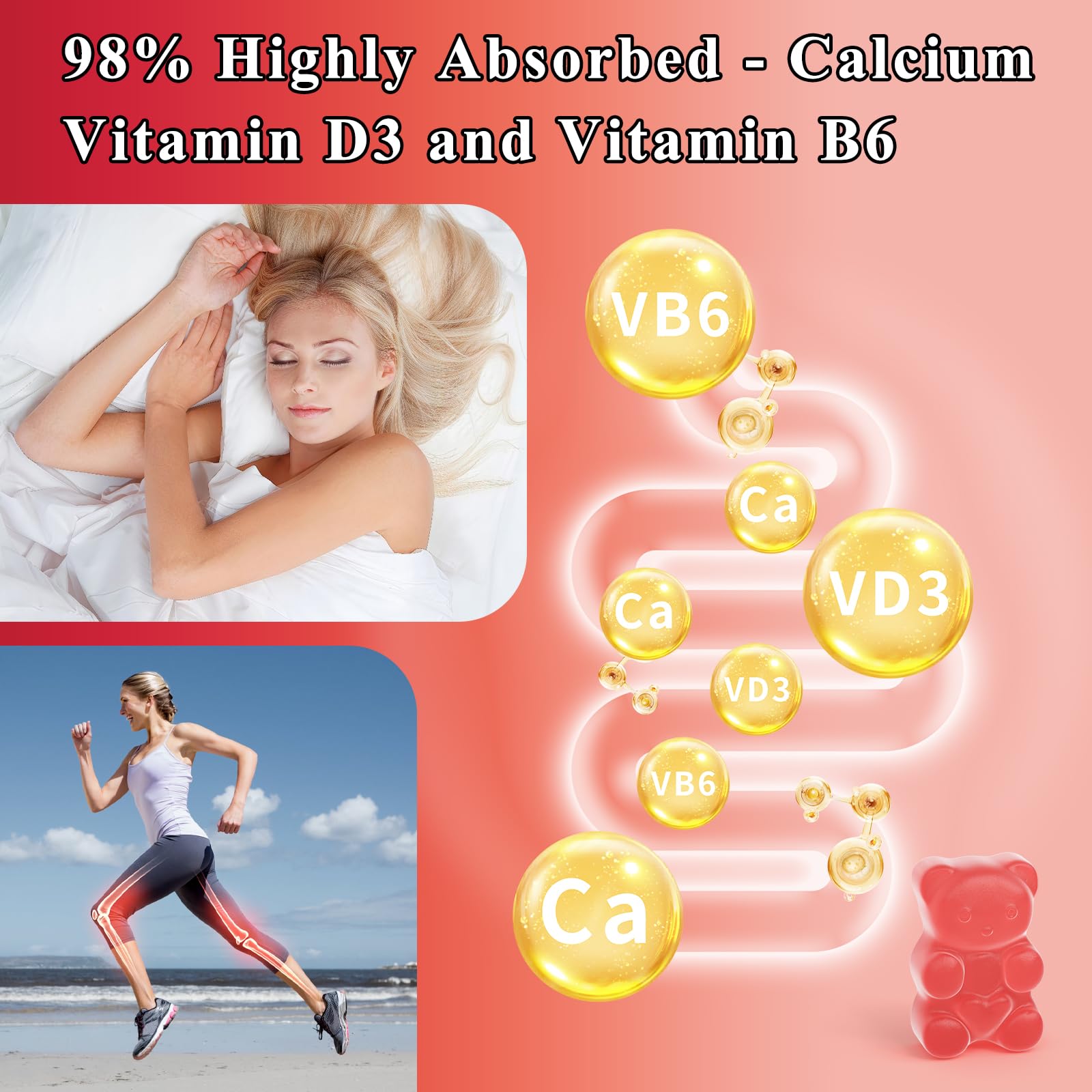 LETSCOL Magnesium Glycinate Gummies 800mg Per Serving, Sugar Free Magnesium Supplement with Magnesium Malate, Calcium, Vitamin D3, B6, CoQ10 for Calm Support & Zzz for Adults Kids - TrustMedUSA