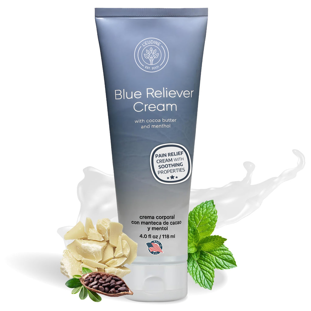 L'EUDINE Blue Reliever Cream – Joint and Muscle Therapy, Body Cream with Cocoa Butter and Menthol - TrustMedUSA