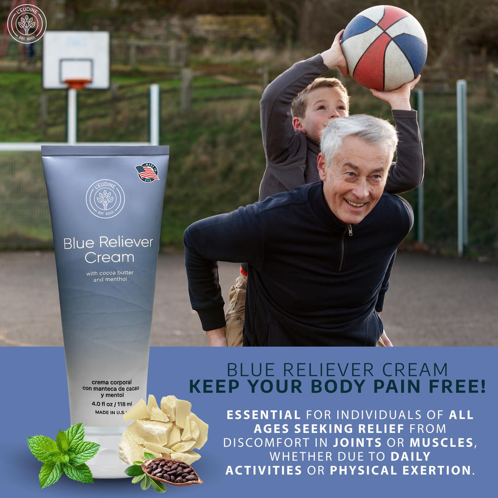 L'EUDINE Blue Reliever Cream – Joint and Muscle Therapy, Body Cream with Cocoa Butter and Menthol - TrustMedUSA