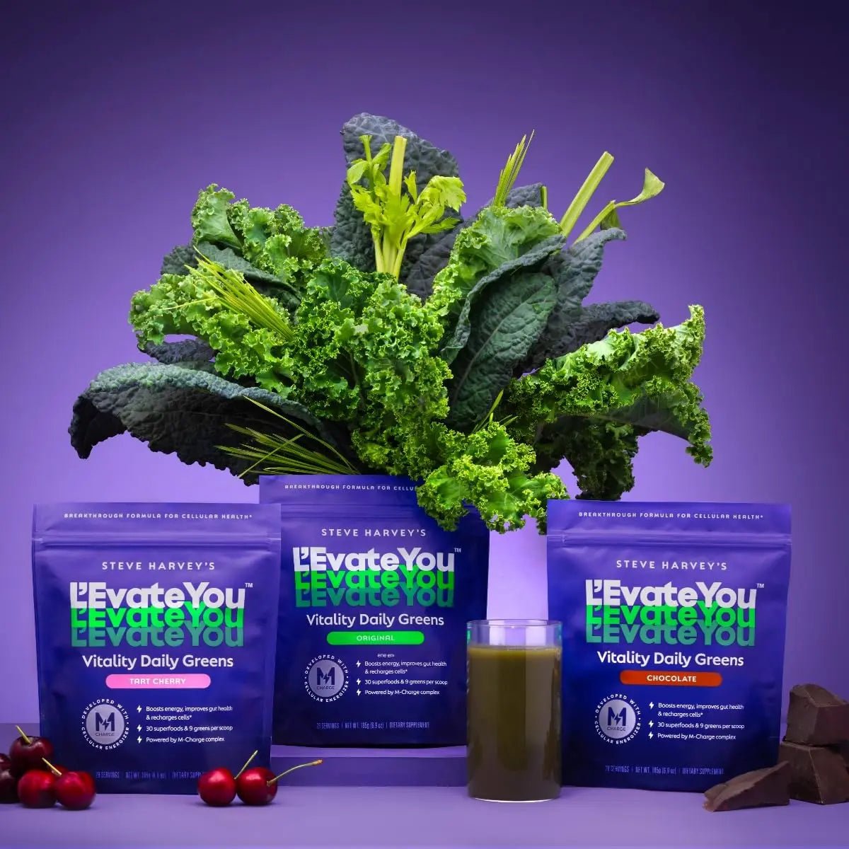 L'Evate You Vitality Daily Greens Powder (28 Servings) 30 Superfoods, 9 Greens - for a Cellular Energy Boost, Powered by M-Charge Complex for All Day Energy (Original) - TrustMedUSA