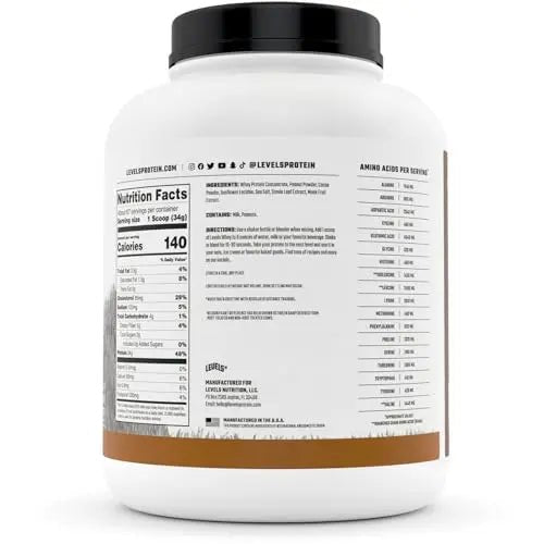 Levels Grass Fed 100% Whey Protein, No GMOs, Chocolate Peanut Butter, 5LB - TrustMedUSA
