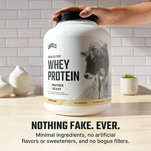 Levels Grass Fed 100% Whey Protein, No Hormones, Cappuccino, 5LB - TrustMedUSA
