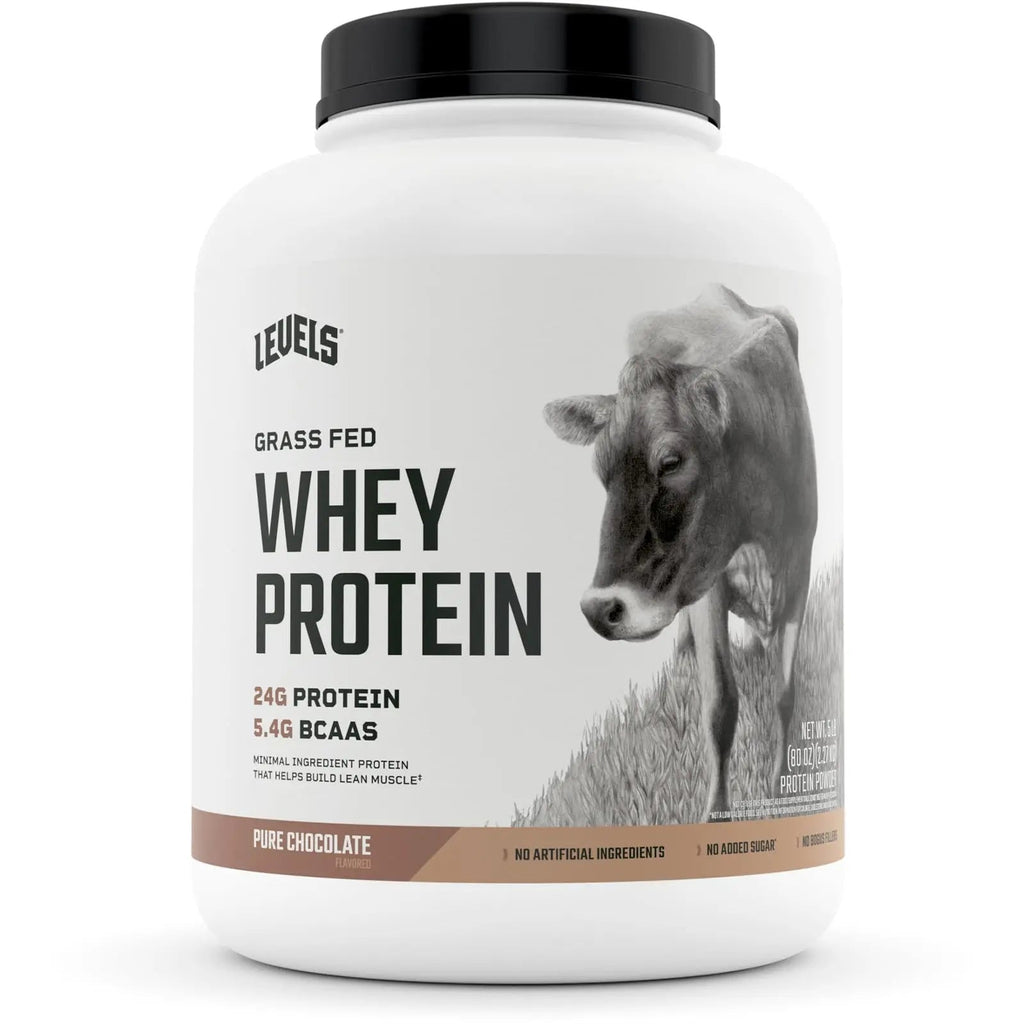 Levels Grass Fed 100% Whey Protein, No Hormones, Pure Chocolate, 5LB - TrustMedUSA