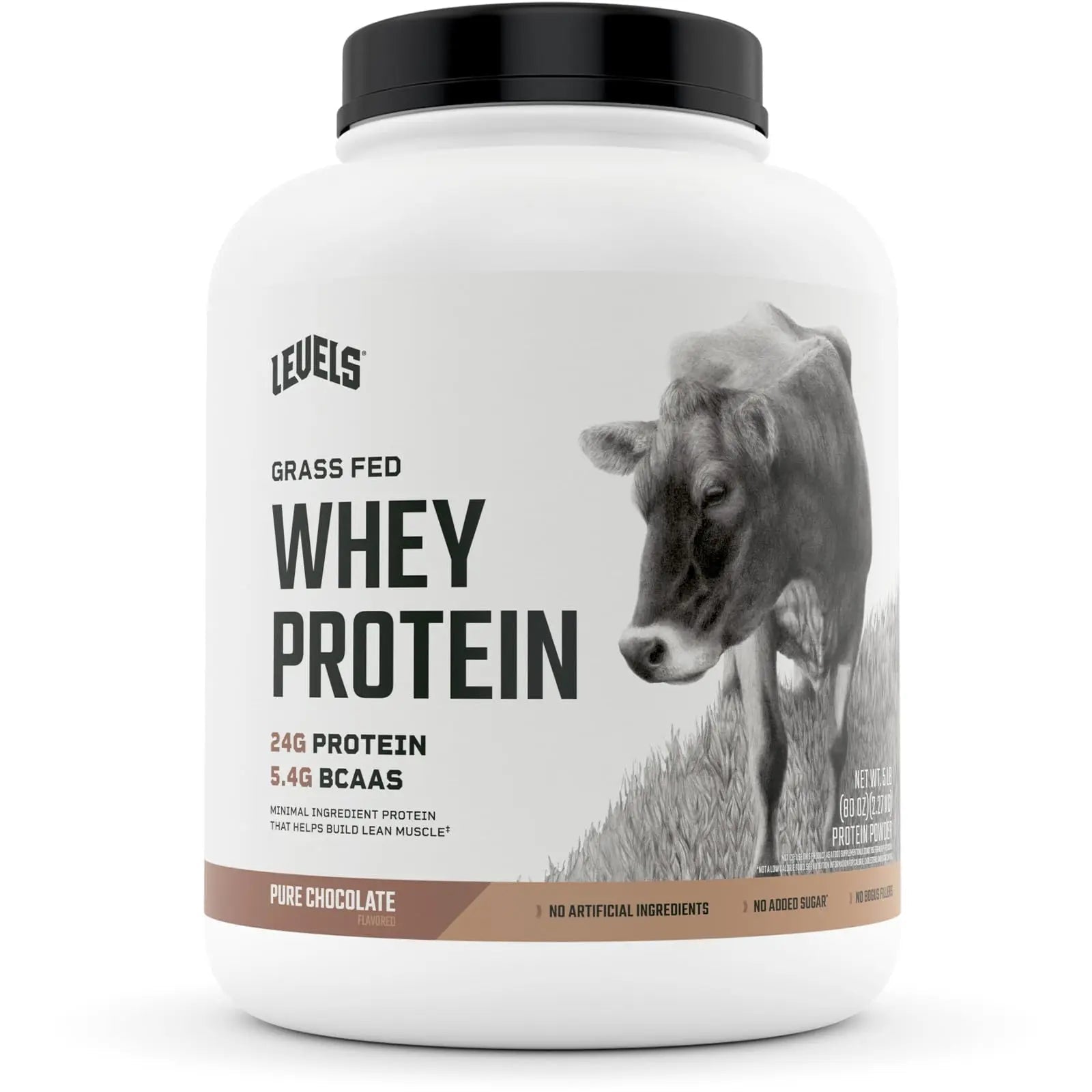 Levels Grass Fed 100% Whey Protein, No Hormones, Pure Chocolate, 5LB - TrustMedUSA