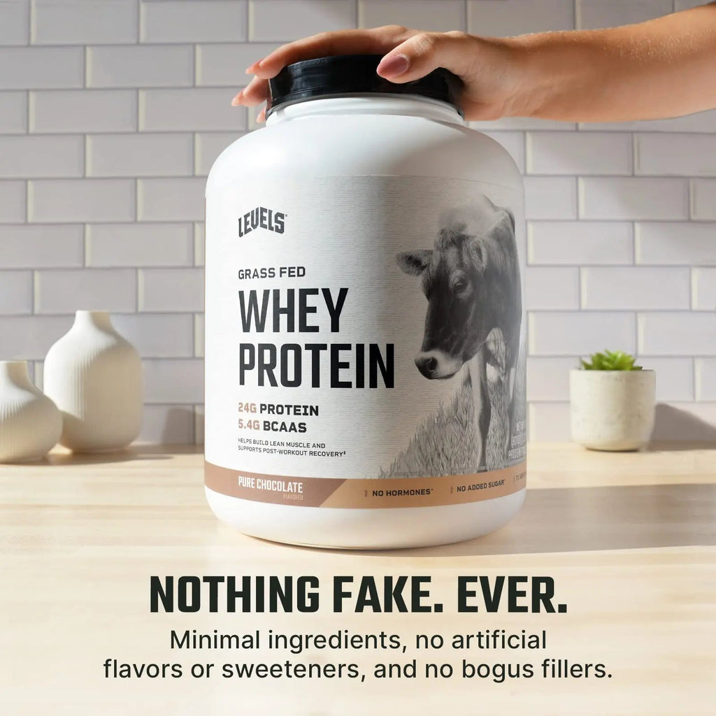 Levels Grass Fed 100% Whey Protein, No Hormones, Pure Chocolate, 5LB - TrustMedUSA