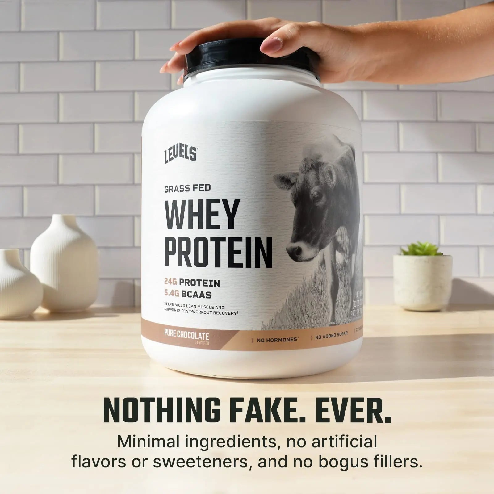 Levels Grass Fed 100% Whey Protein, No Hormones, Pure Chocolate, 5LB - TrustMedUSA