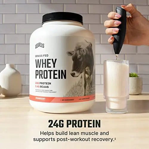Levels Grass Fed 100% Whey Protein, No Hormones, Strawberry, 5LB - TrustMedUSA