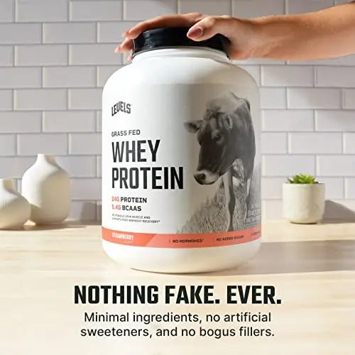 Levels Grass Fed 100% Whey Protein, No Hormones, Strawberry, 5LB - TrustMedUSA