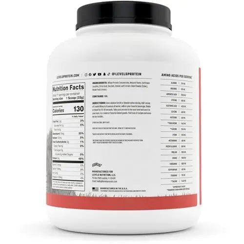 Levels Grass Fed 100% Whey Protein, No Hormones, Strawberry, 5LB - TrustMedUSA